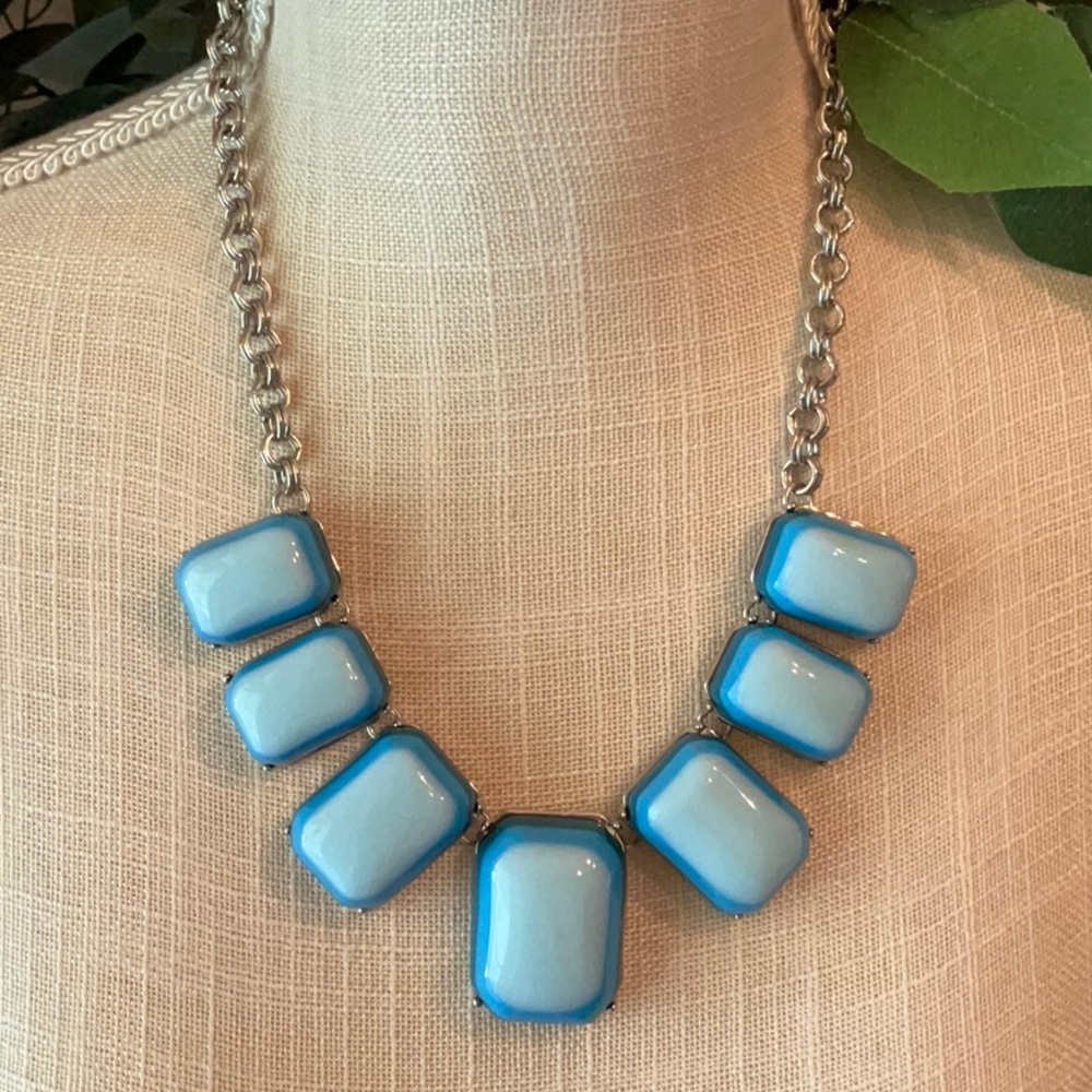 Coldwater Creek Blue Color Block Necklace - Picture 2 of 6